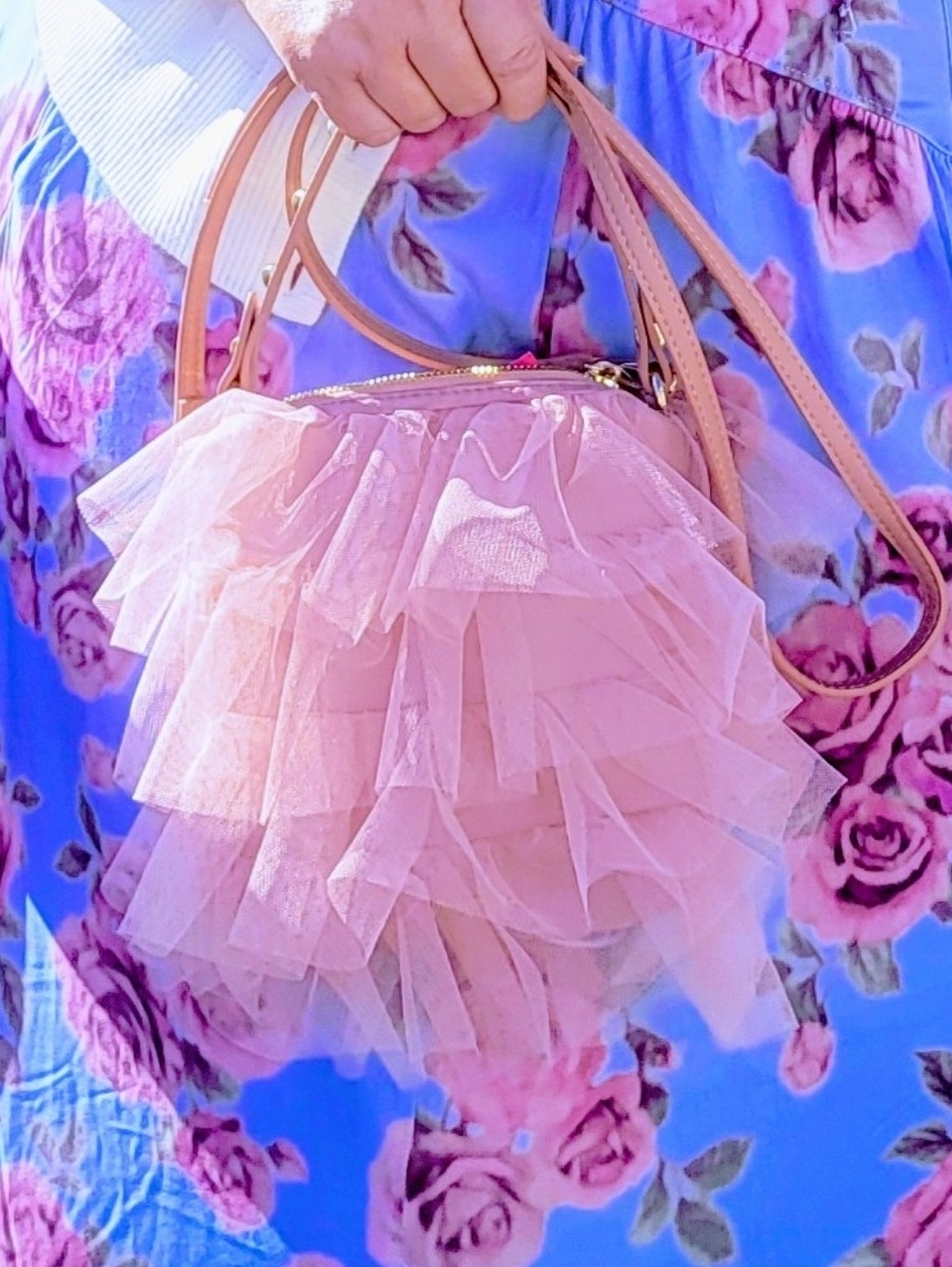 NEW NWT Betsey Johnson Pink Ruffled Tulle Crossbody Bag - Women
